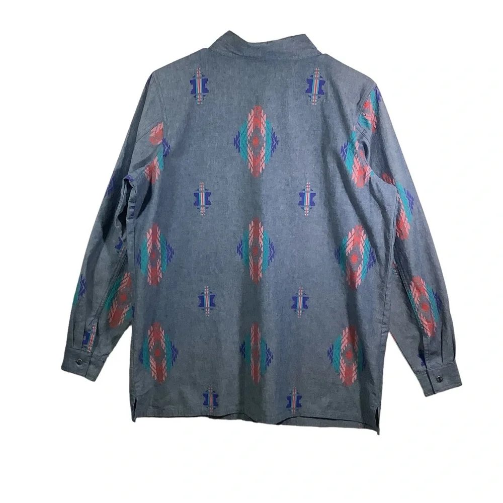 Denim & Co Button Down Chambray Shirts Western 100% Cotton - Picture 5 of 11